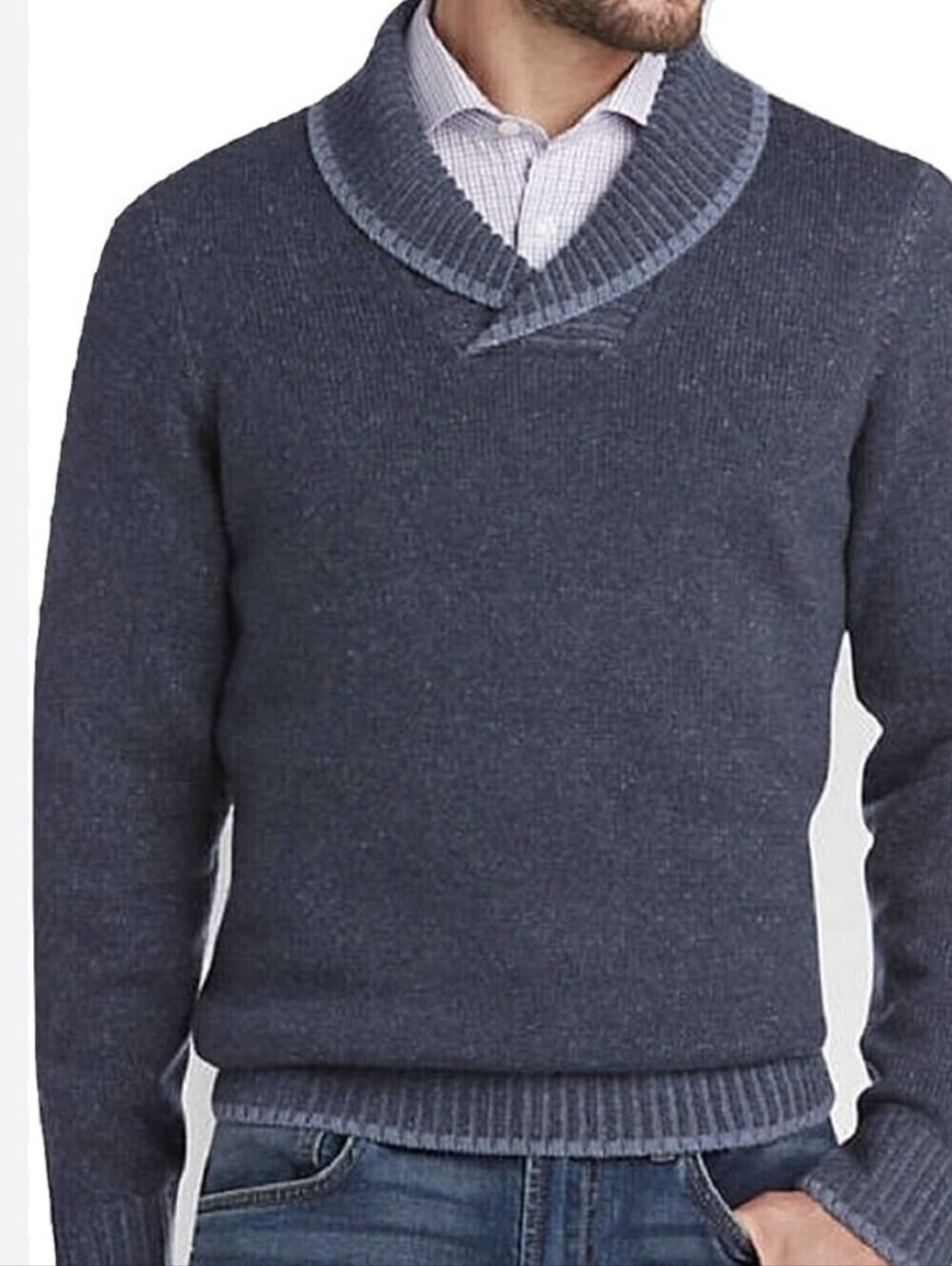 Joseph Abboud Mens Large Heritage Wool Blend Pullover Sweater Blue NWT $129
